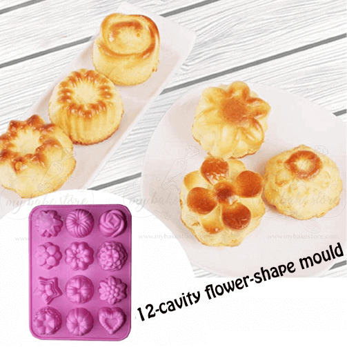 12 Flower shaped Silicone Cupcake Liners molds