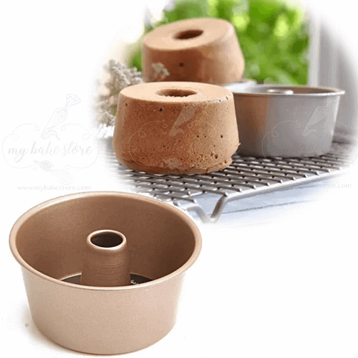 CHEFMADE Mini Tube Pan Set, 4-Inch 4Pcs Non-Stick Kugelhopf Mold for Oven  and Instant Pot Baking (Champagne Gold)