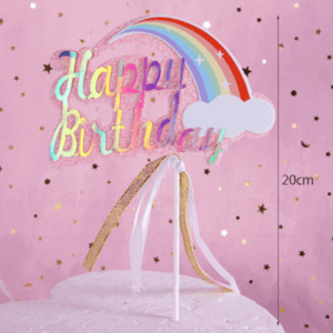 Rainbow happy birthday topper  