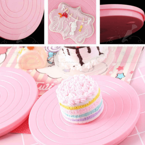 Rovepic 2 Pack 5.5 Inch Pink Silicone Cookie Decorating Swivel Stand  Turntables