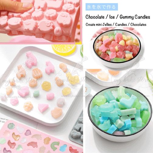 3D DIY Heart Square Chocolate Mold Candy Mold Silicone Rabbit Bear Aniaml  for Jelly Fudge Truffle Ice Cube Baking Tools