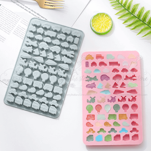 Amyandone Mini Candy Mold, 77 Car Biscuit Mold, Small Car Shape Silicone Molds for Baking Candy/Biscuit/Gummy/Cookie/Pudding/Jelly, Chocolate Molds with