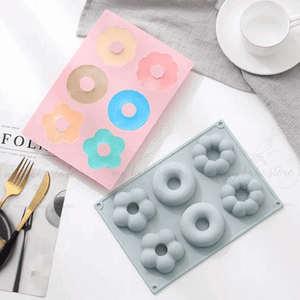 6 floral and donut silicone mold