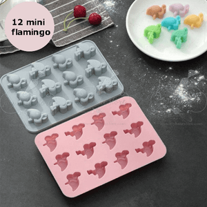 12 mini flamingo ice tray mold