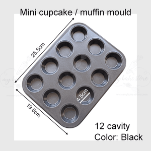 mini cupcake mould 12 cavity black