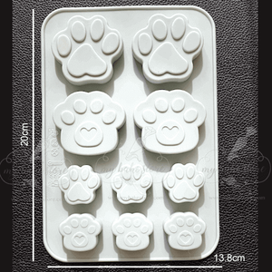 7 paw-prints agar agar silicone mold