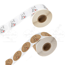 Baked with Love stickers, labels in White and Kraft