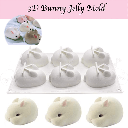 6 cavity bunny silicone soap mold, jelly mold, agar agar mold