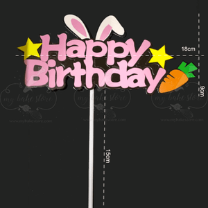 bunny happy birthday topper pink