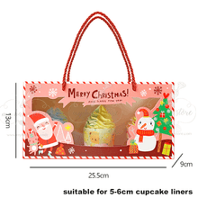 Christmas Cupcake Box with handle-3cavities