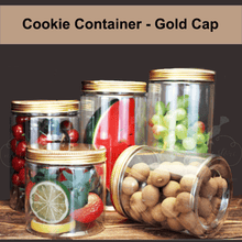 Cookie Storage Container Gold Cap 