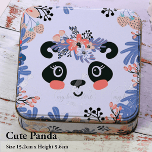 Cute panda Square cookie tin