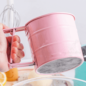 stainless steel flour sifter in pink colour