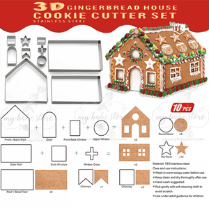 3D gingerbread house cookie cutter set