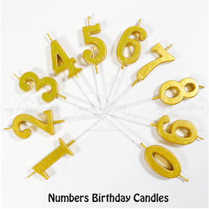 Gold number birthday canldes