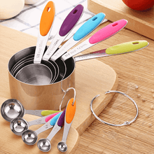 stainless steel measuring cups and spoons