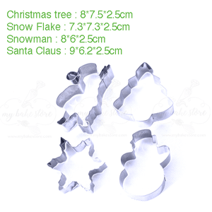 Santa and Snowman cookie cutter measurement
