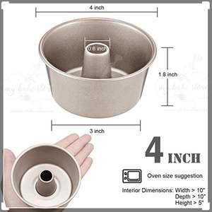 CHEFMADE Mini Tube Pan Set, 4-Inch 4Pcs Non-Stick Kugelhopf Mold for Oven  and Instant Pot Baking (Champagne Gold)