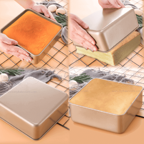 Square Baking Pan Gold for Castella Cake