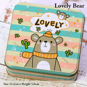 lovely bear Square cookie tin