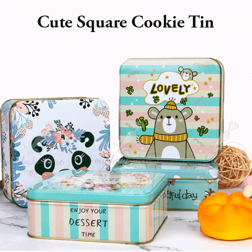 Square Cookie Tin Cookie Container