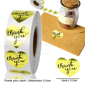 Thank you stickers heart-shaped labels in Gold