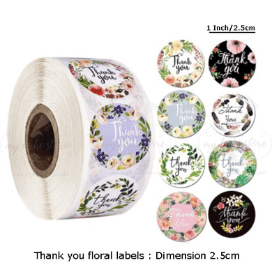 Thank you stickers, labels in Floral designs